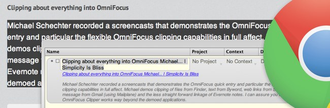 OmniFocus Quick Entry from Chrome OmniFocus clipping from Chrome